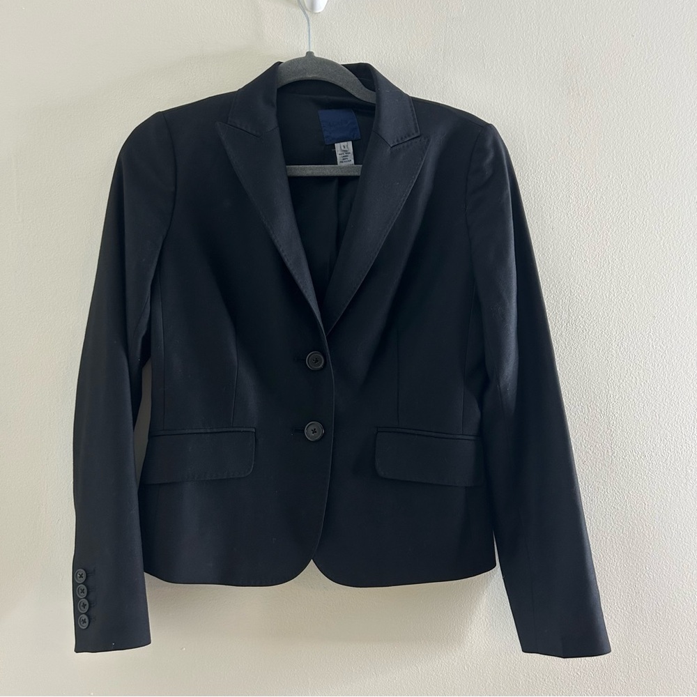 J Crew Blazer Super 120s Wool Schoolboy Womens Sz 2 Black Lined Lightweight